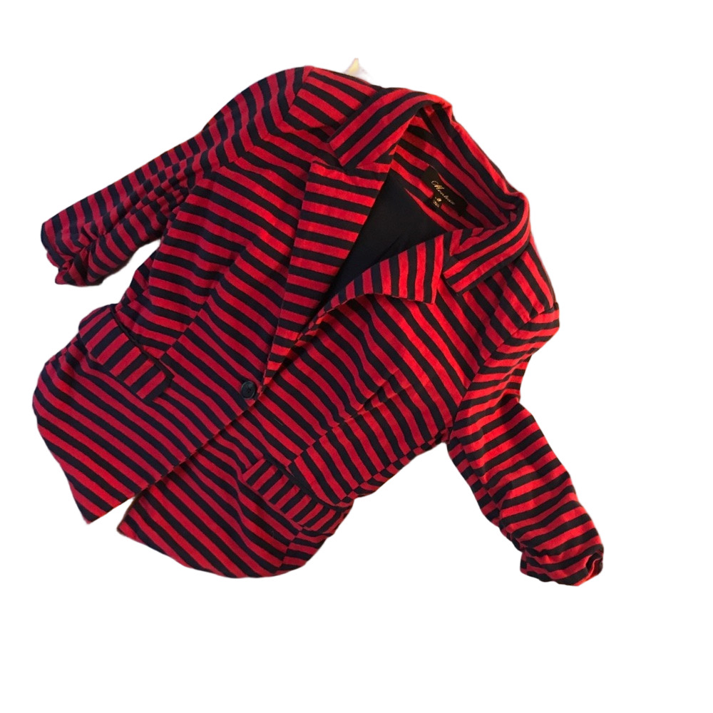Red/Navy cotton blazer, Sz M